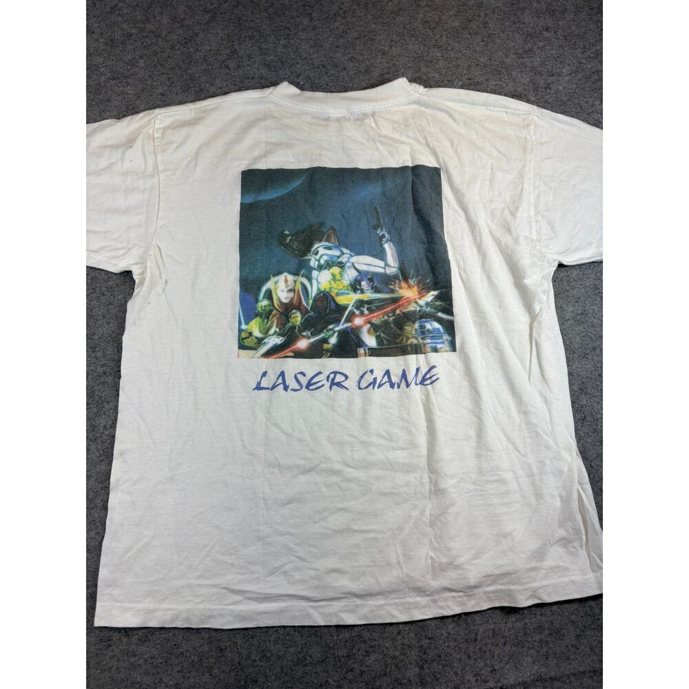 VINTAGE Star Wars Laser Game Shirt Mens Large White Graphic Tee 90s